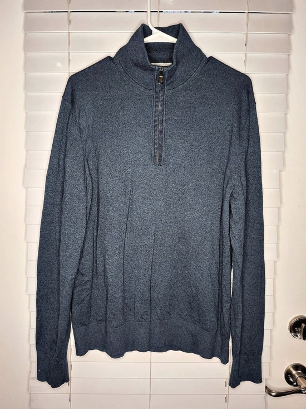 Banana Republic Pima Cotton Cashmere 1/4 Zip Sweater Mens Knit L Blue Pullover